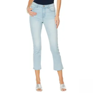 DG2 by Diane Gilman Women's Plus Size Classic Stretch Pinstripe Crop Jeans