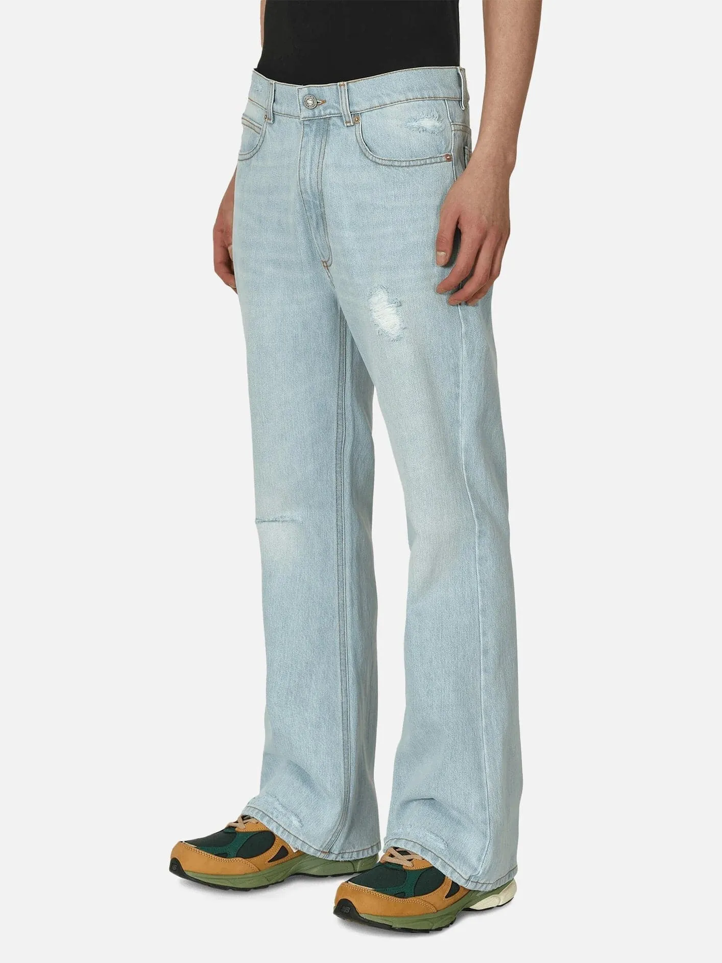 Distressed Denim Woven Pants - Blue