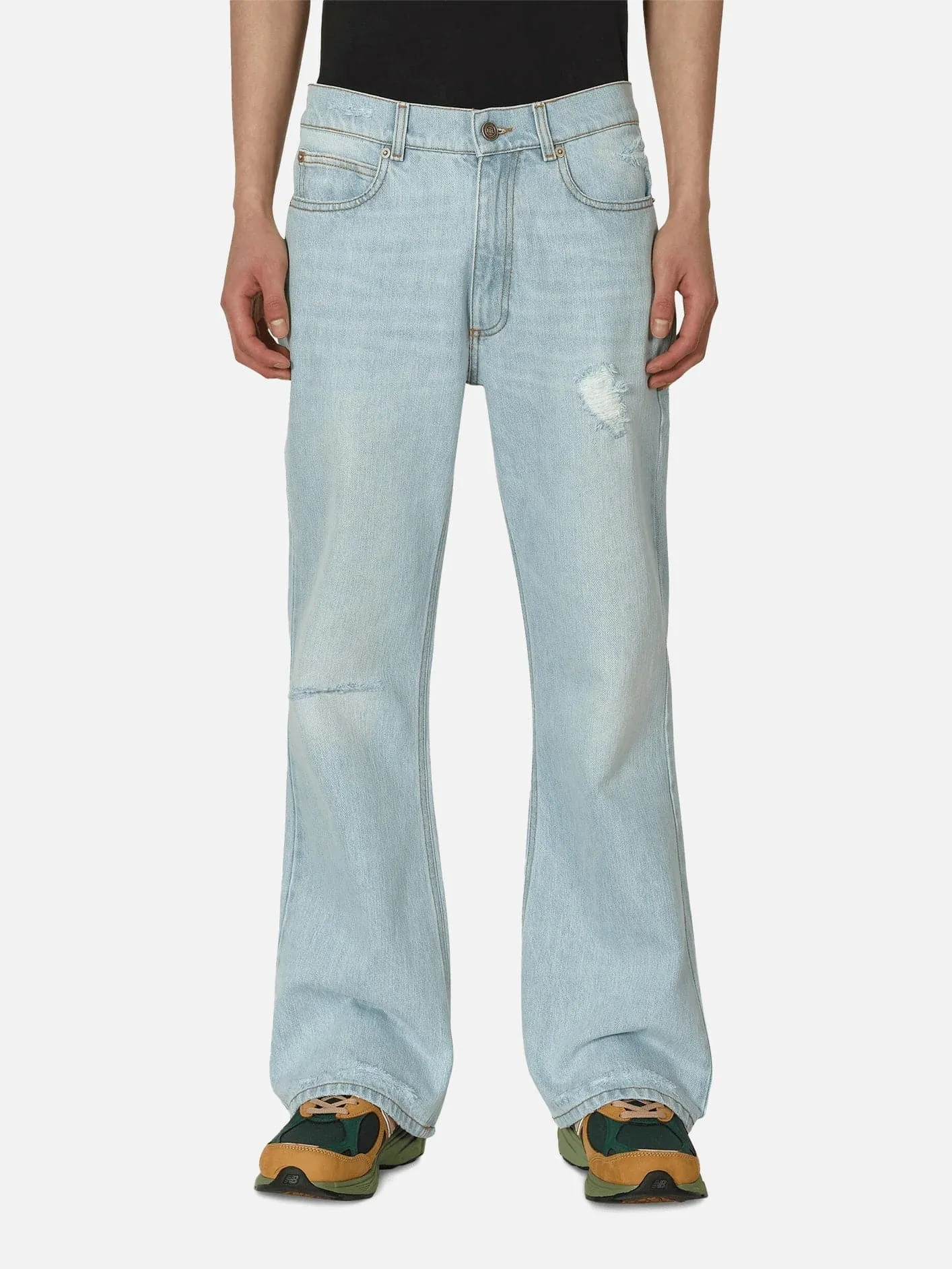 Distressed Denim Woven Pants - Blue