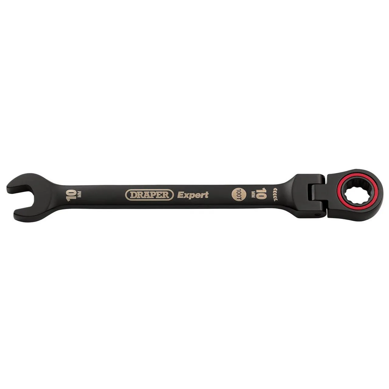 Draper Expert HI-TORQ® Metric Flexible Head Ratchet Combination Spanner 10mm Black