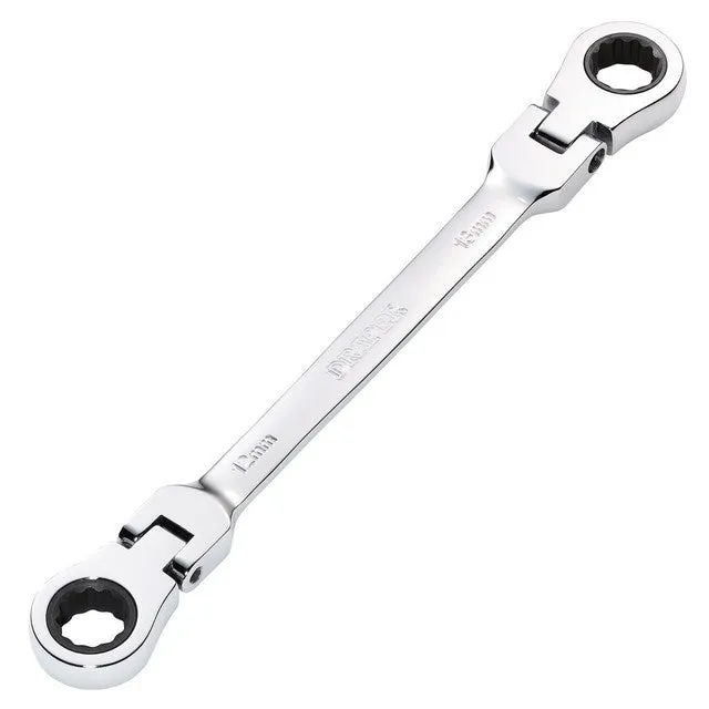 Draper Tools HI-TORQ® Metric Flexible Head Double Ring Ratchet Spanner, 12 x 13mm