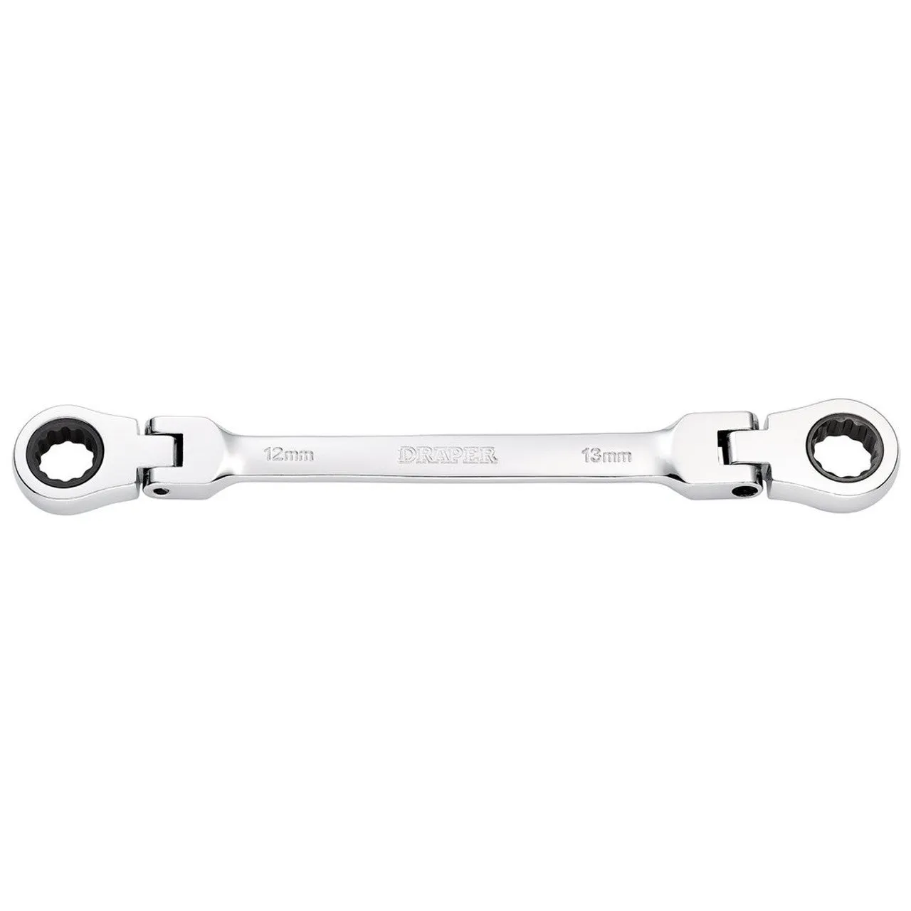 Draper Tools HI-TORQ® Metric Flexible Head Double Ring Ratchet Spanner, 12 x 13mm