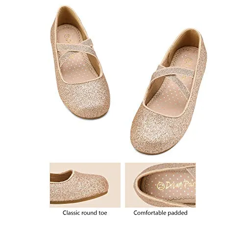 Dream Pairs Girls Ballerina Dress Shoes Gold Angie-2