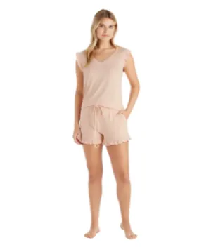 Dream Ruffle Top And Short Set - Apricot