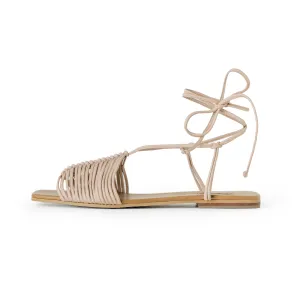 Eva Flats Sandals - Nude
