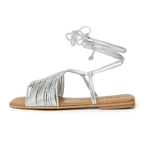 Eva Flats Sandals - Silver