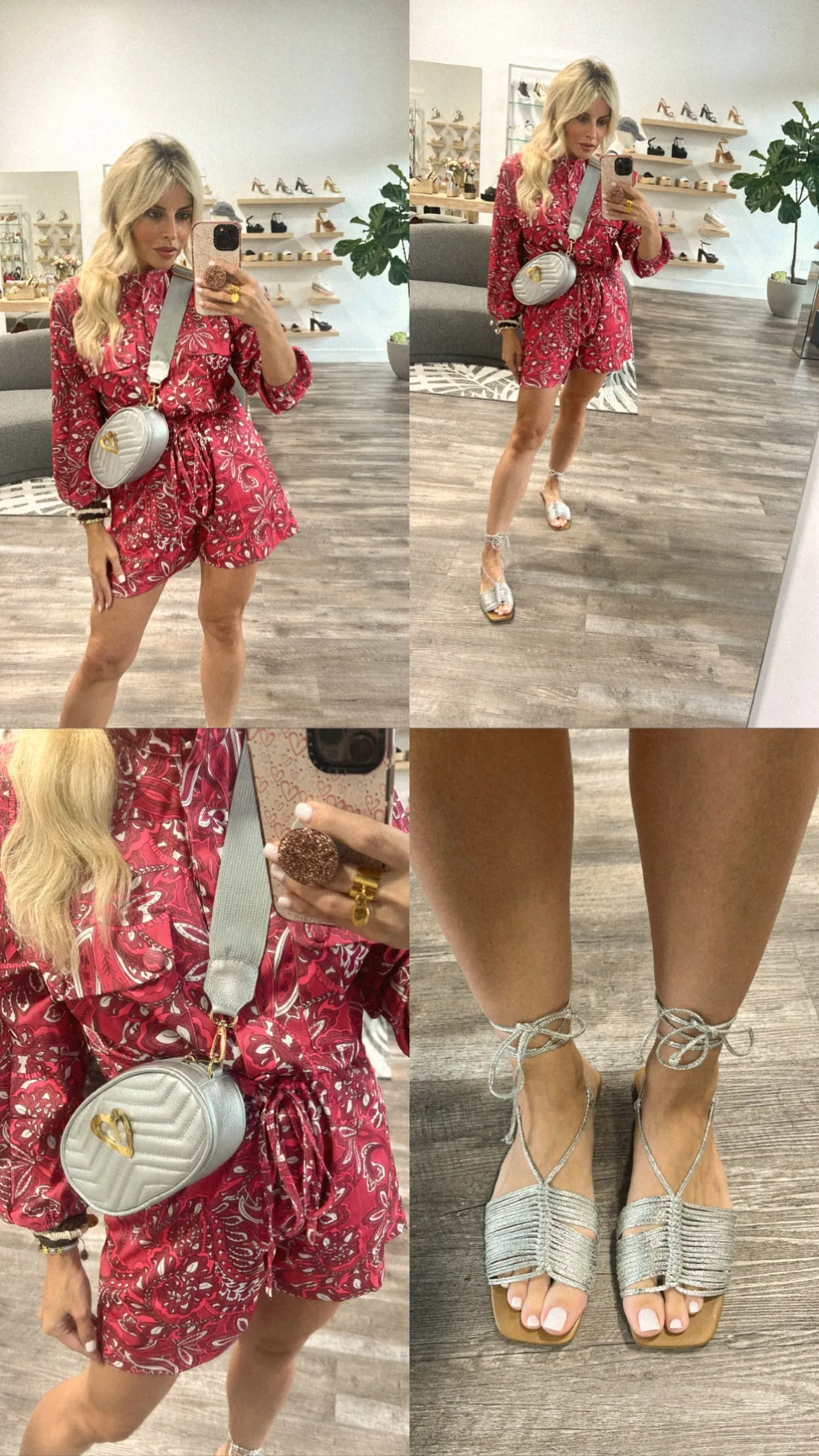 Eva Flats Sandals - Silver