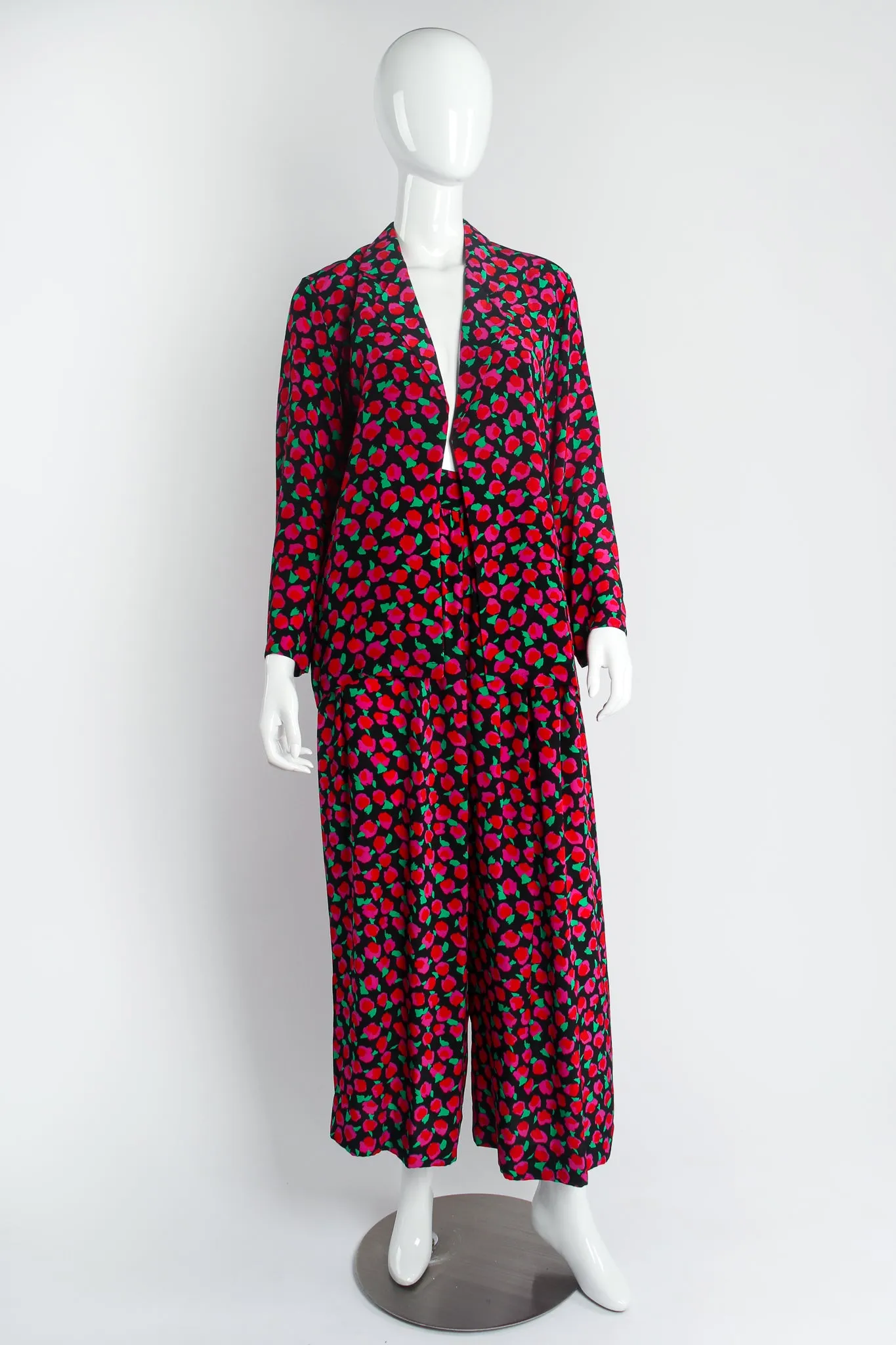Floral Silk Jacket & Pant Lounge Set