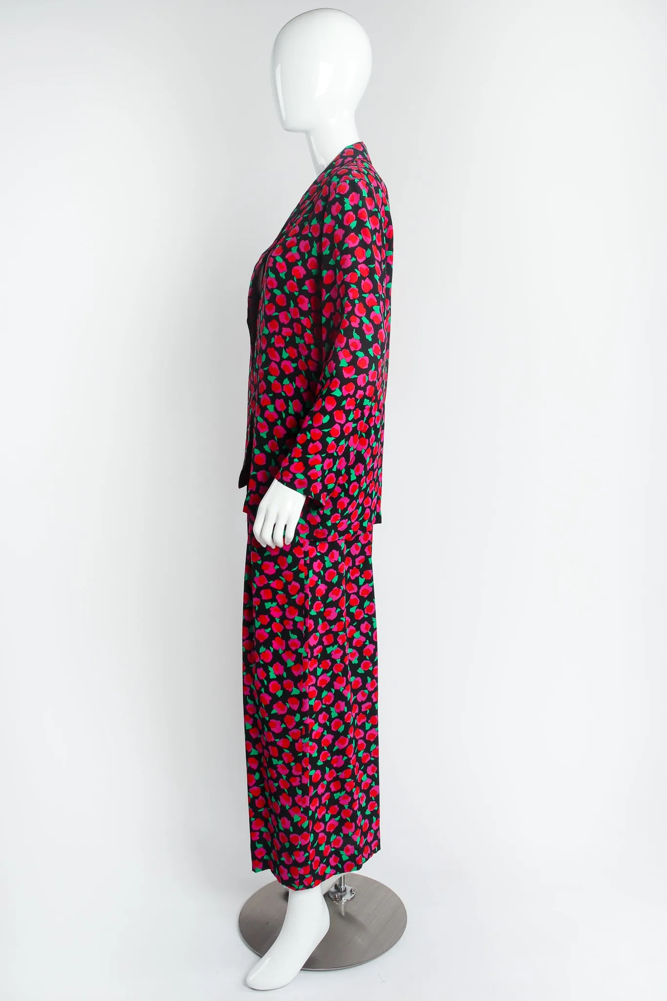 Floral Silk Jacket & Pant Lounge Set