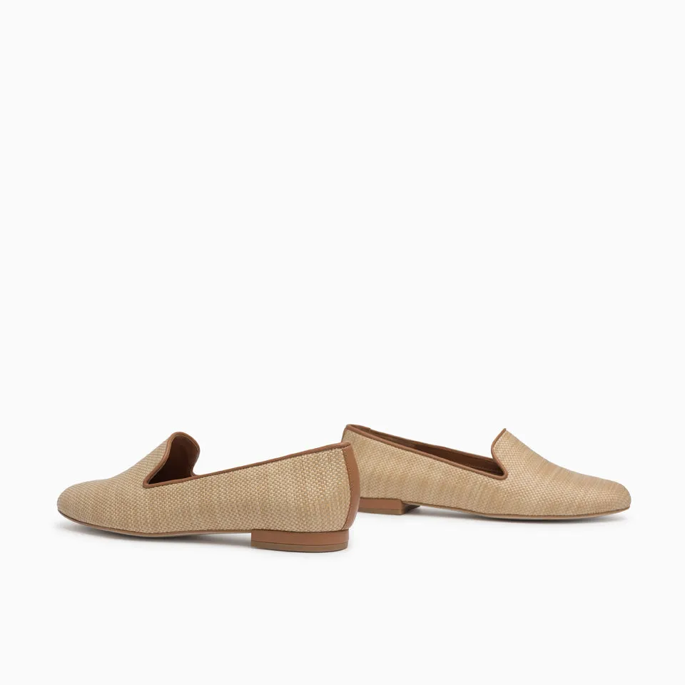 Gatsby Beige Raffia Flat