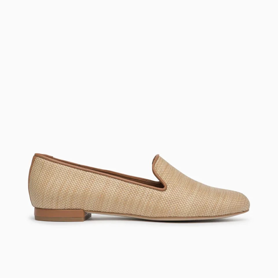 Gatsby Beige Raffia Flat