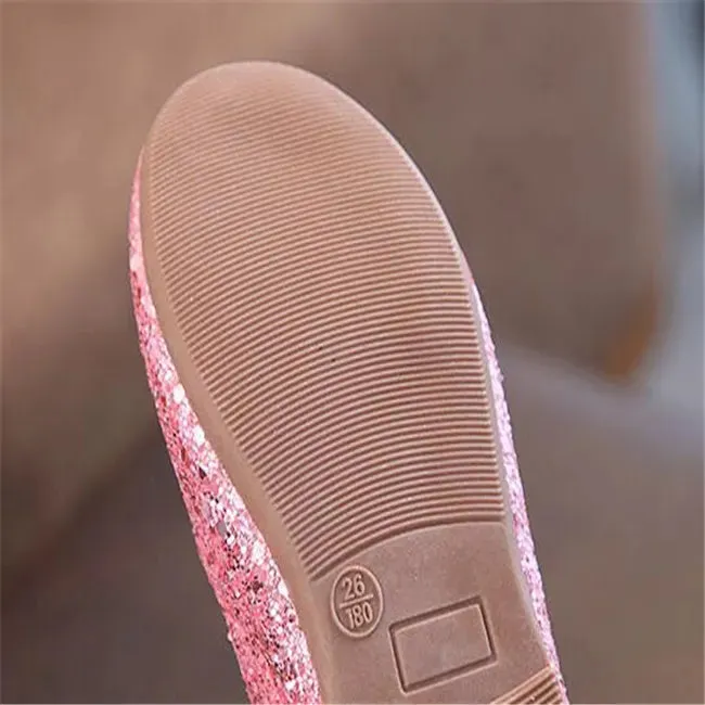 Girls' Sequin Cross-tied Ballet Flats