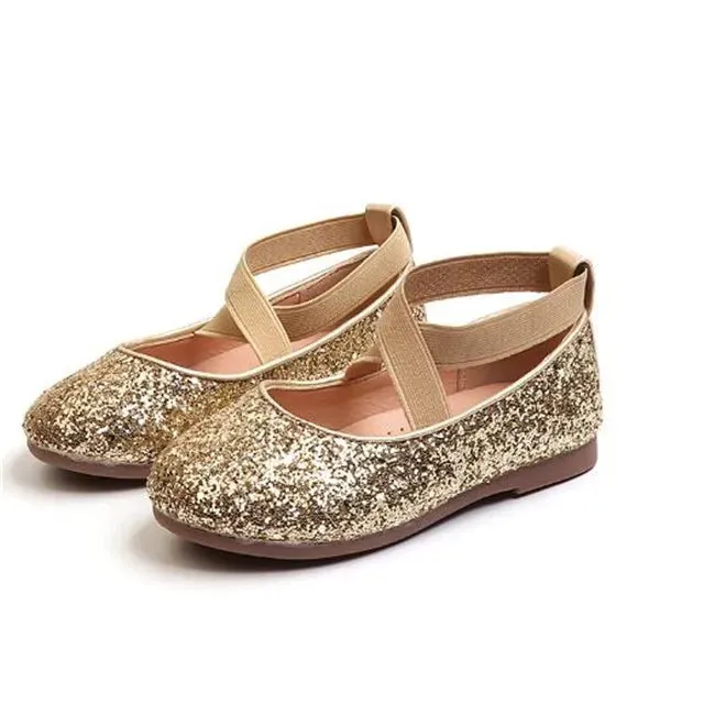Girls' Sequin Cross-tied Ballet Flats