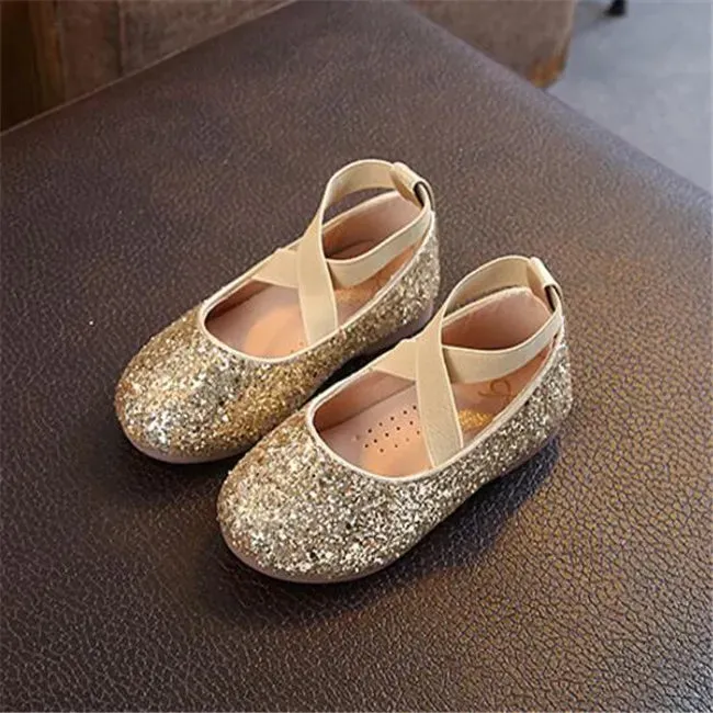 Girls' Sequin Cross-tied Ballet Flats