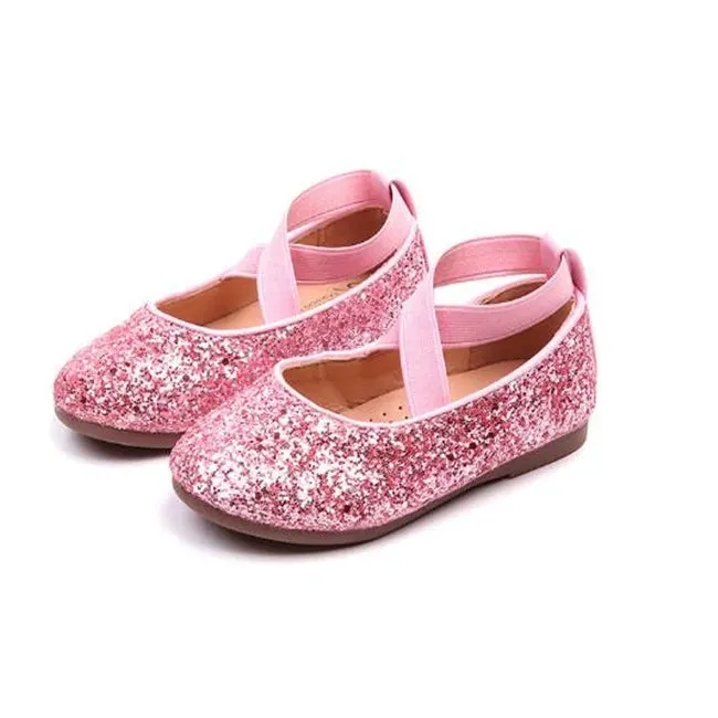 Girls' Sequin Cross-tied Ballet Flats