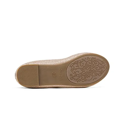 Gold Glitter Ballerina Flats: Dream Pairs Big Kid Sole-Fina-K Shoes