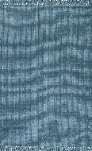 HAND WOVEN CHUNKY LOOP JUTE BLUE