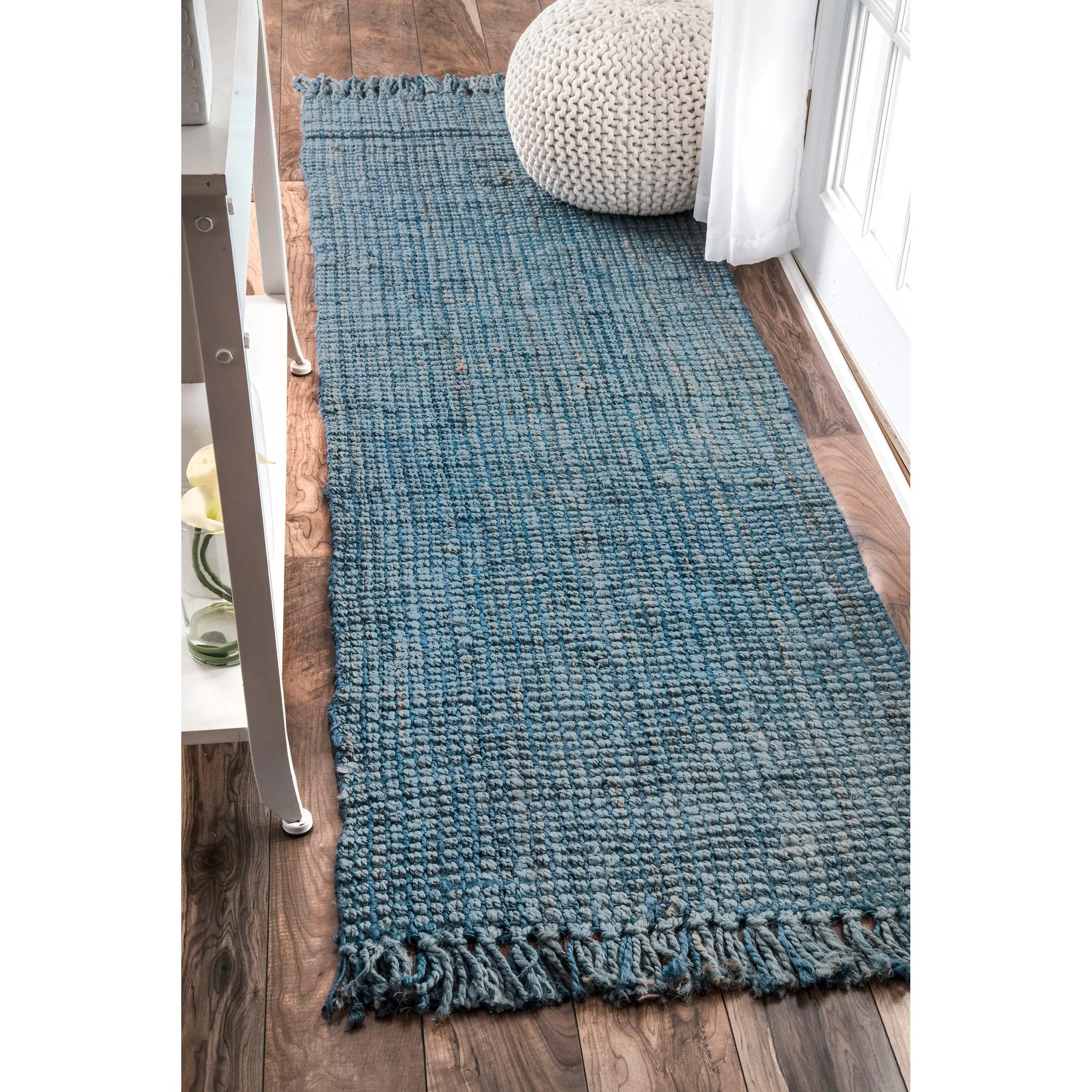 HAND WOVEN CHUNKY LOOP JUTE BLUE