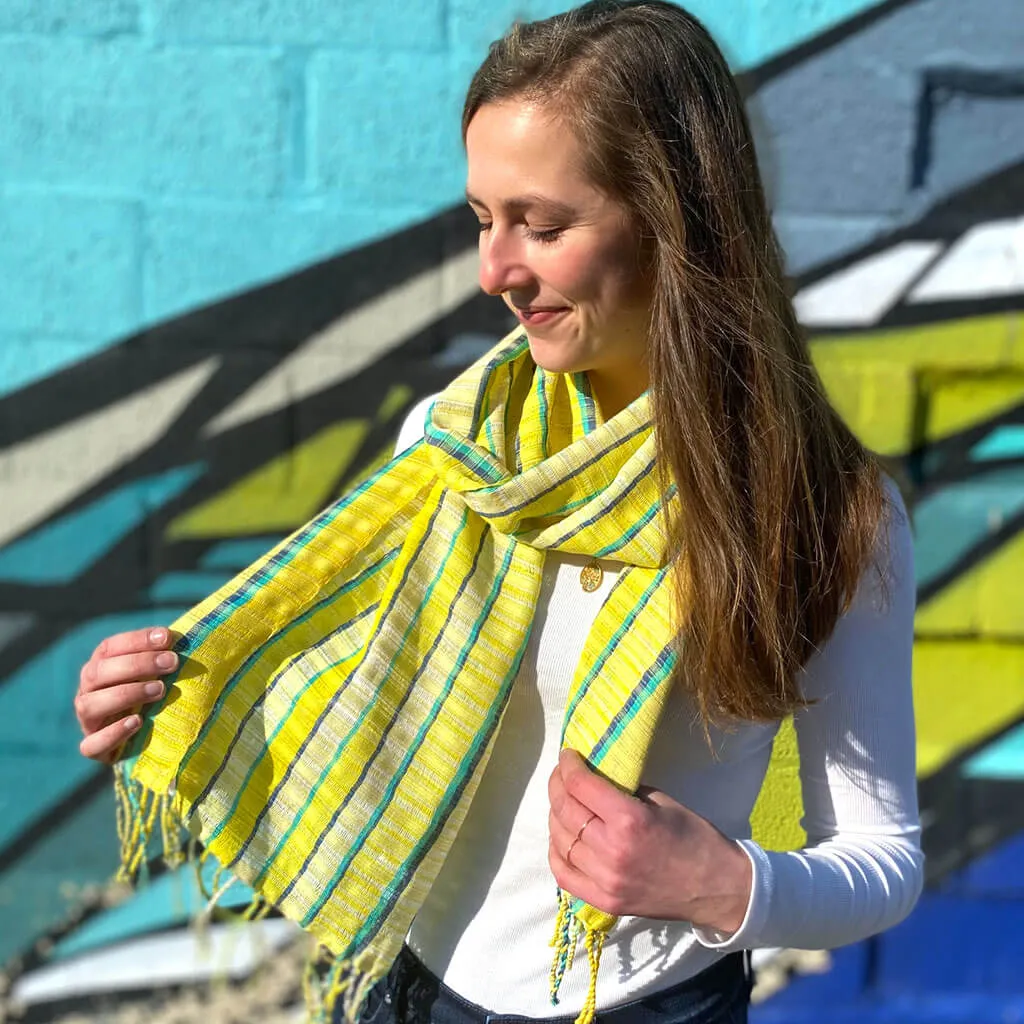 Hand Woven Fringed Scarf | Sunny Day