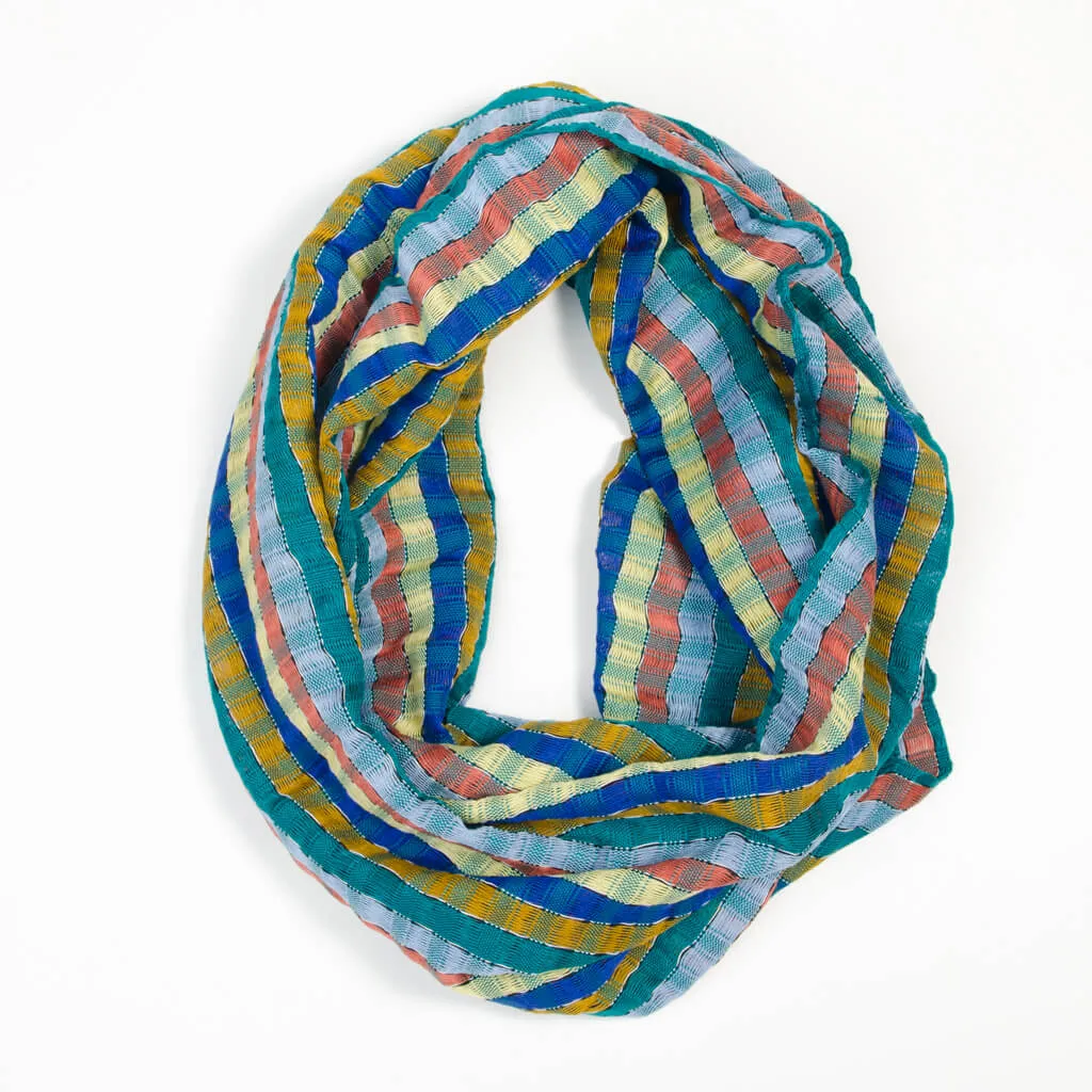 Hand Woven Infinity Scarf | Teal Earthtone