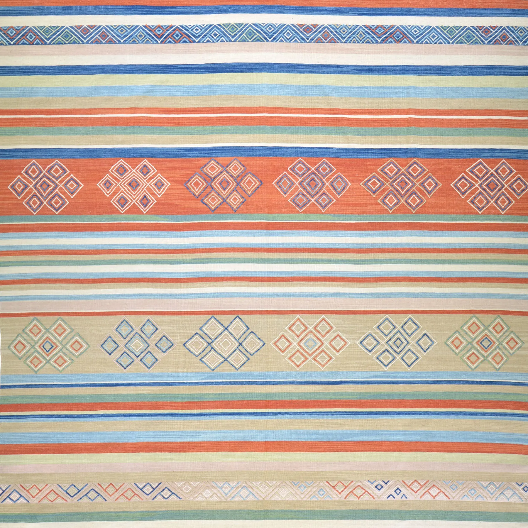 Hand-Woven Oriental Stripes Design Sumak Kilim Handmade Wool (Size 8.3 X 9.11) Cwrsf-6033