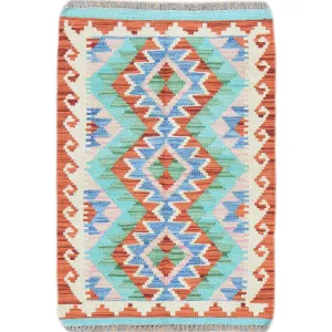 Hand-Woven Reversible Tribal Kilim Handmade Wool Rug (Size 1.11 X 2.9) Cwral-9342