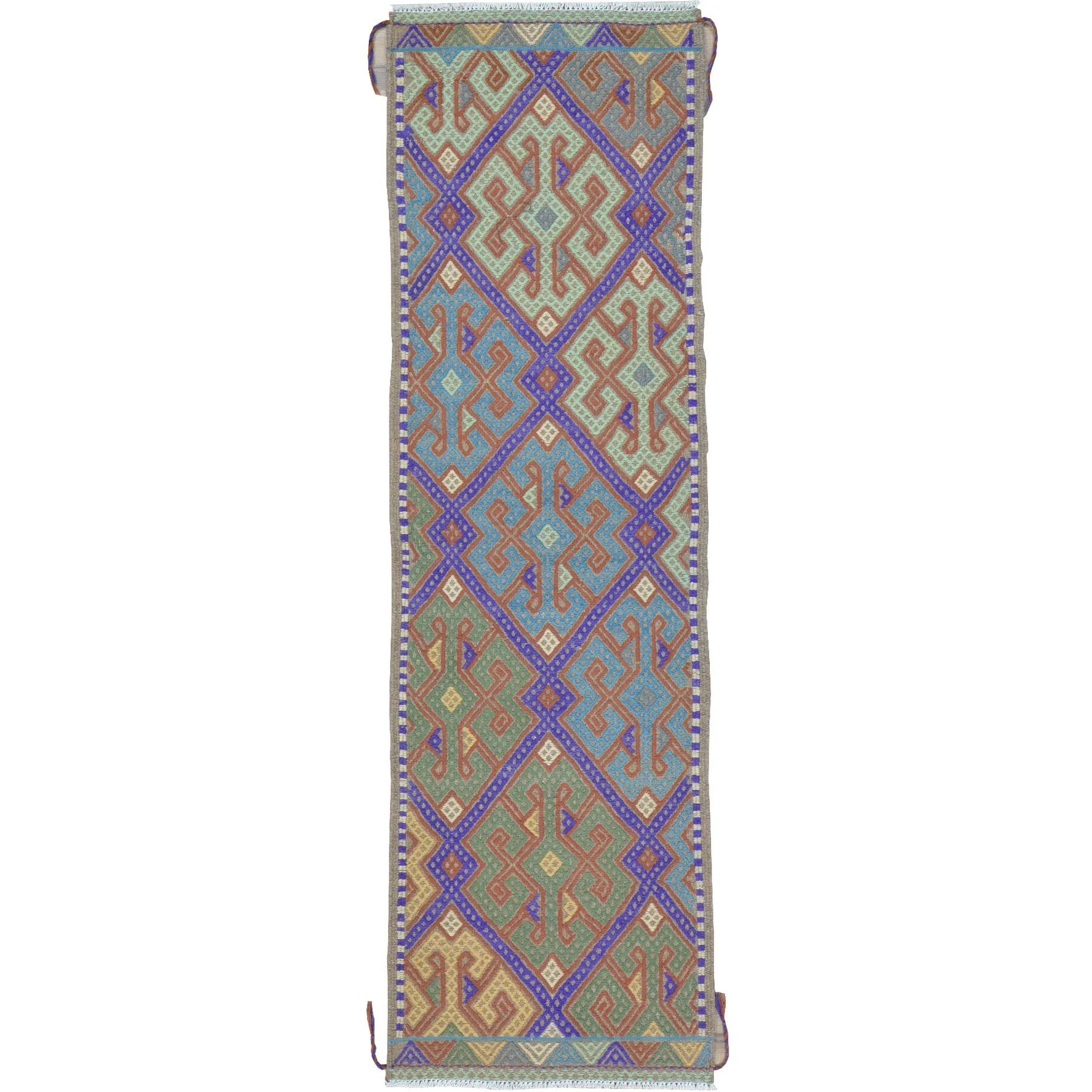 Hand-Woven Tribal Olami Sumak Wool Oriental Kilim Handmade Rug (Size 2.0 X 6.6) Cwral-10284