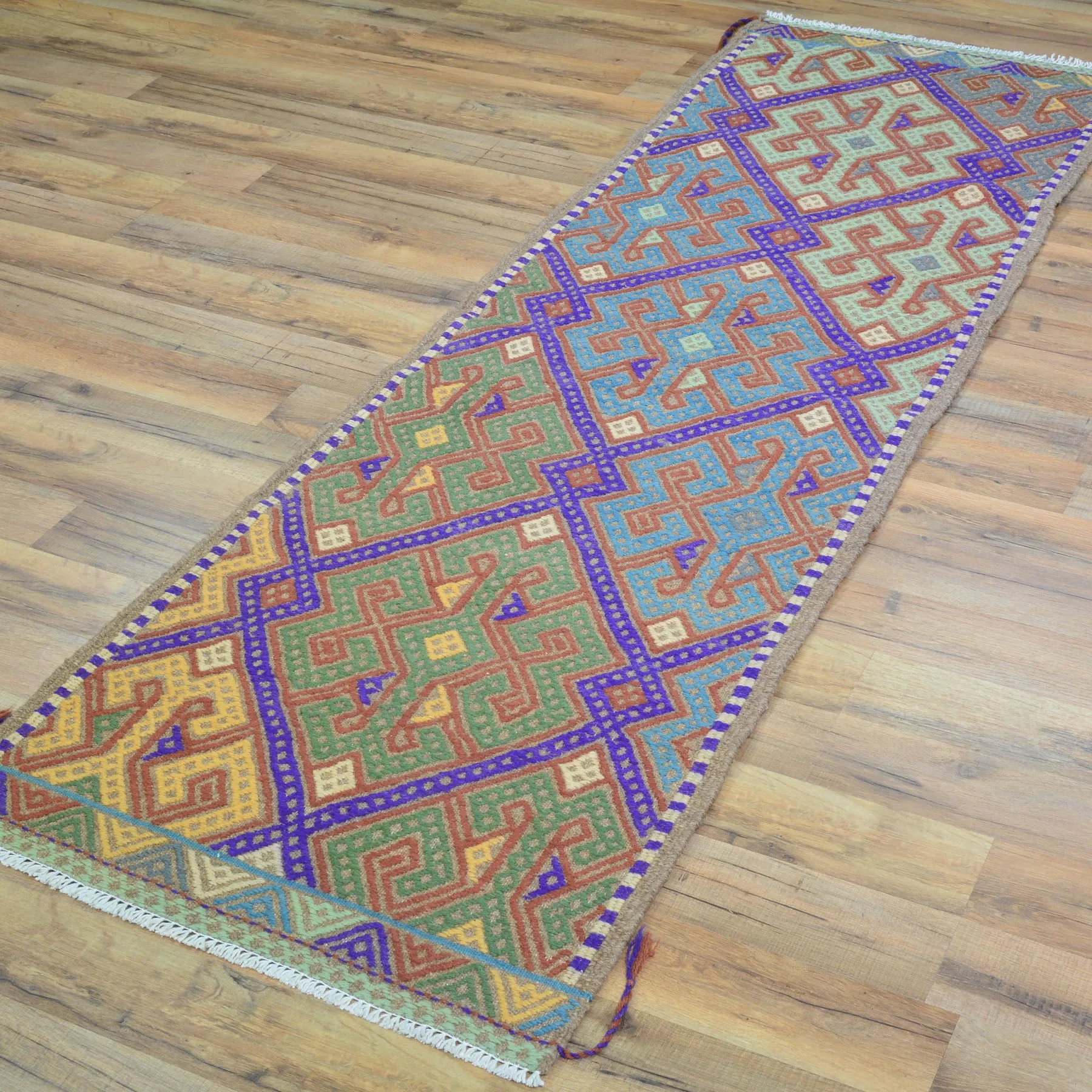 Hand-Woven Tribal Olami Sumak Wool Oriental Kilim Handmade Rug (Size 2.0 X 6.6) Cwral-10284