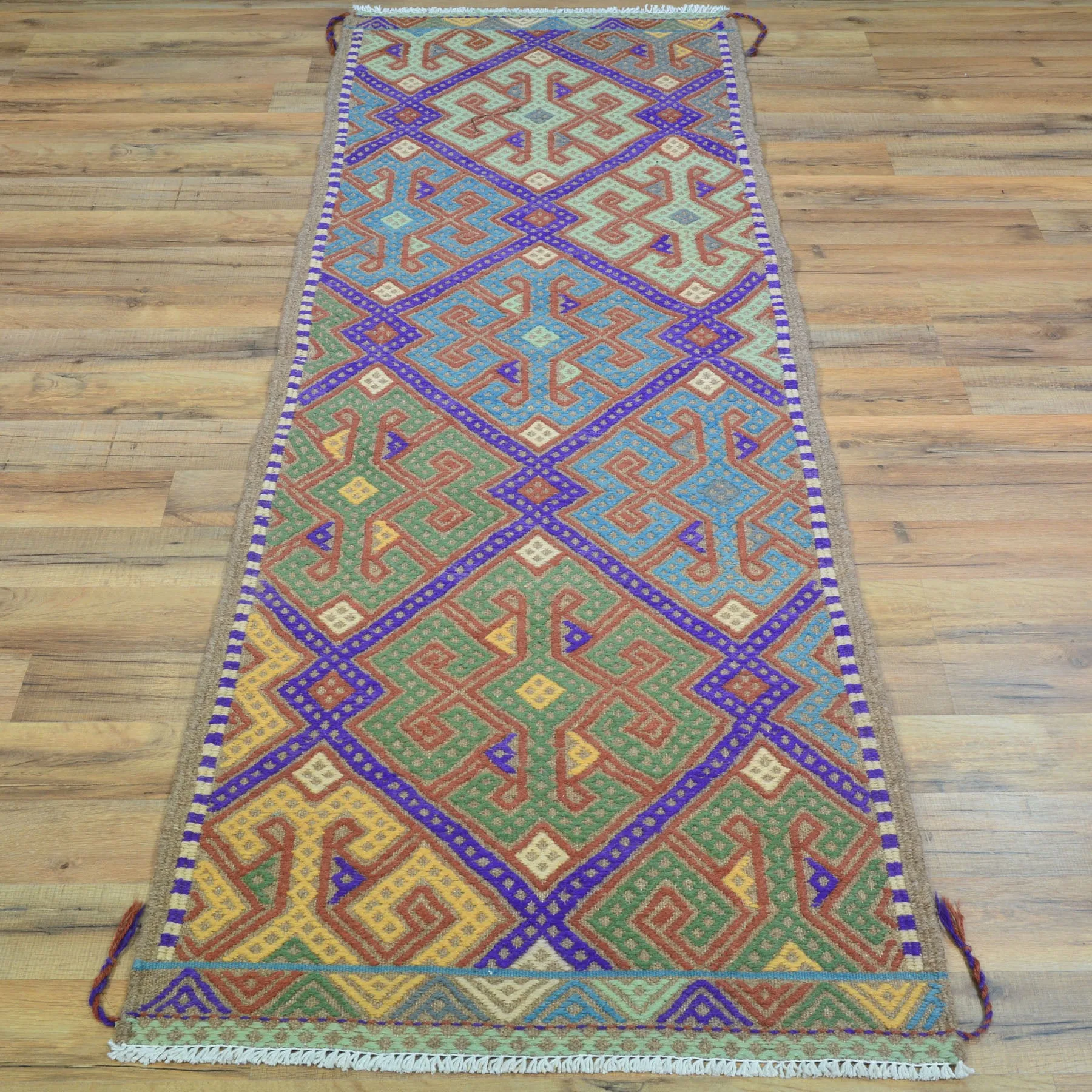 Hand-Woven Tribal Olami Sumak Wool Oriental Kilim Handmade Rug (Size 2.0 X 6.6) Cwral-10284