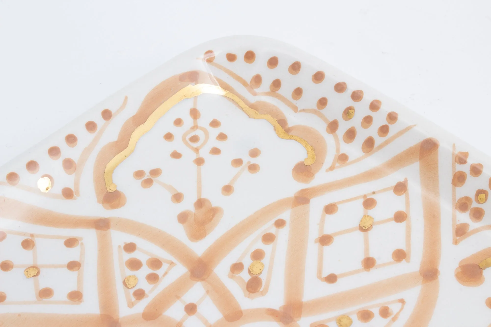 Handmade Nude Zwak Glazed Moroccan Tray with 12K Gold Accent