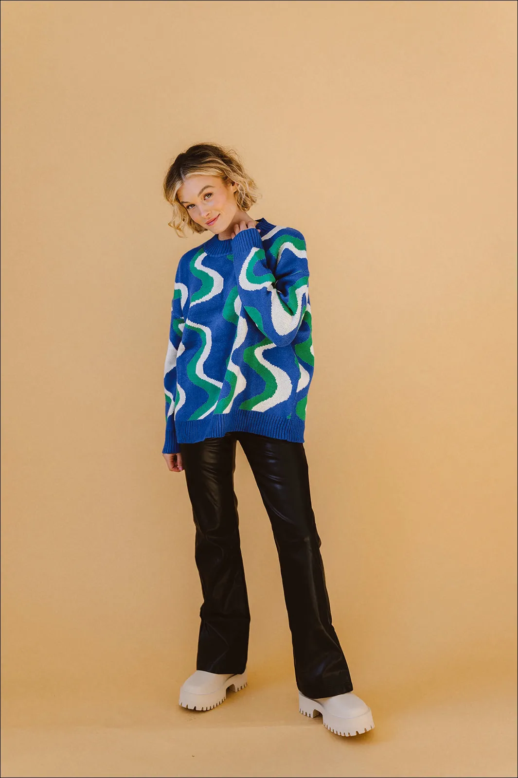 Heart Of Glass Sweater// Electric Blue