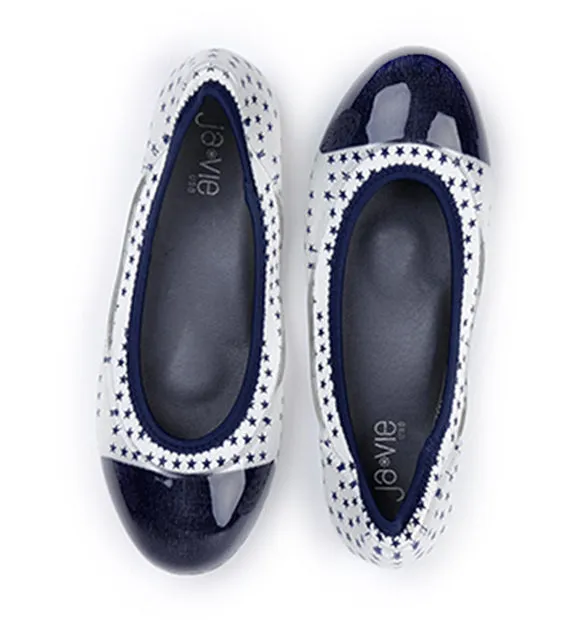 ja-vie Navy Stars Cap toe jelly flats shoes