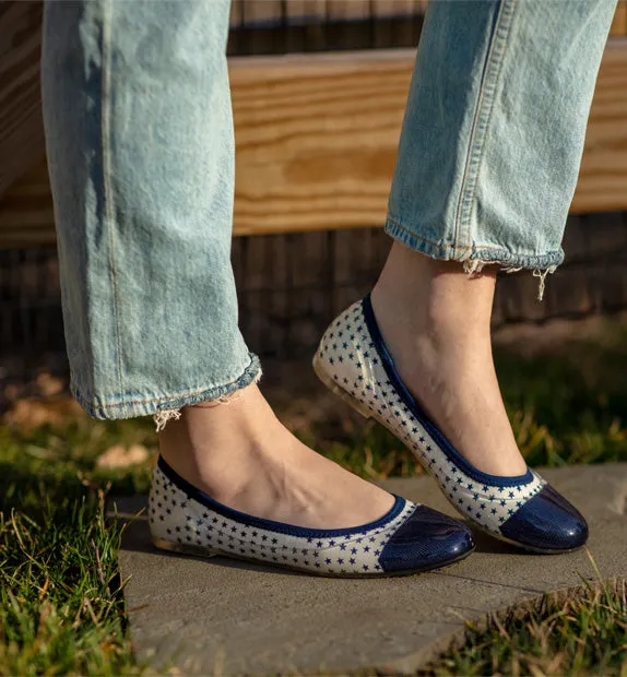 ja-vie Navy Stars Cap toe jelly flats shoes