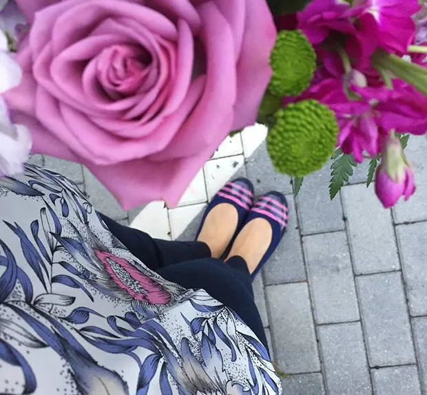 ja-vie navy/pink stripe jelly flats shoes