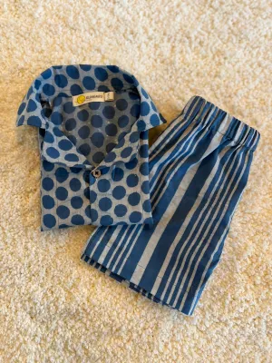 Klingaru Summer Short Set  - Indigo Dabu Polka Dots