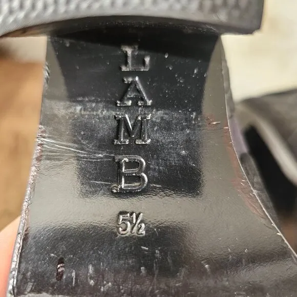 L.A.M.B./LAMB Mojo Block Heel Suede Ankle Boot, 5.5, Black Croc