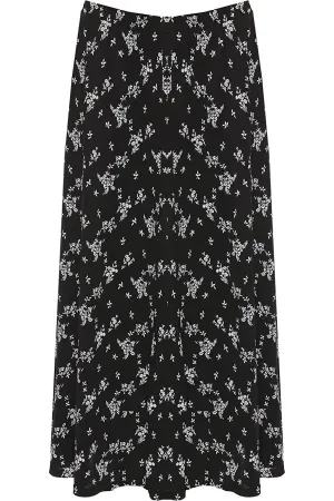 Leafy Print Midi Skirt