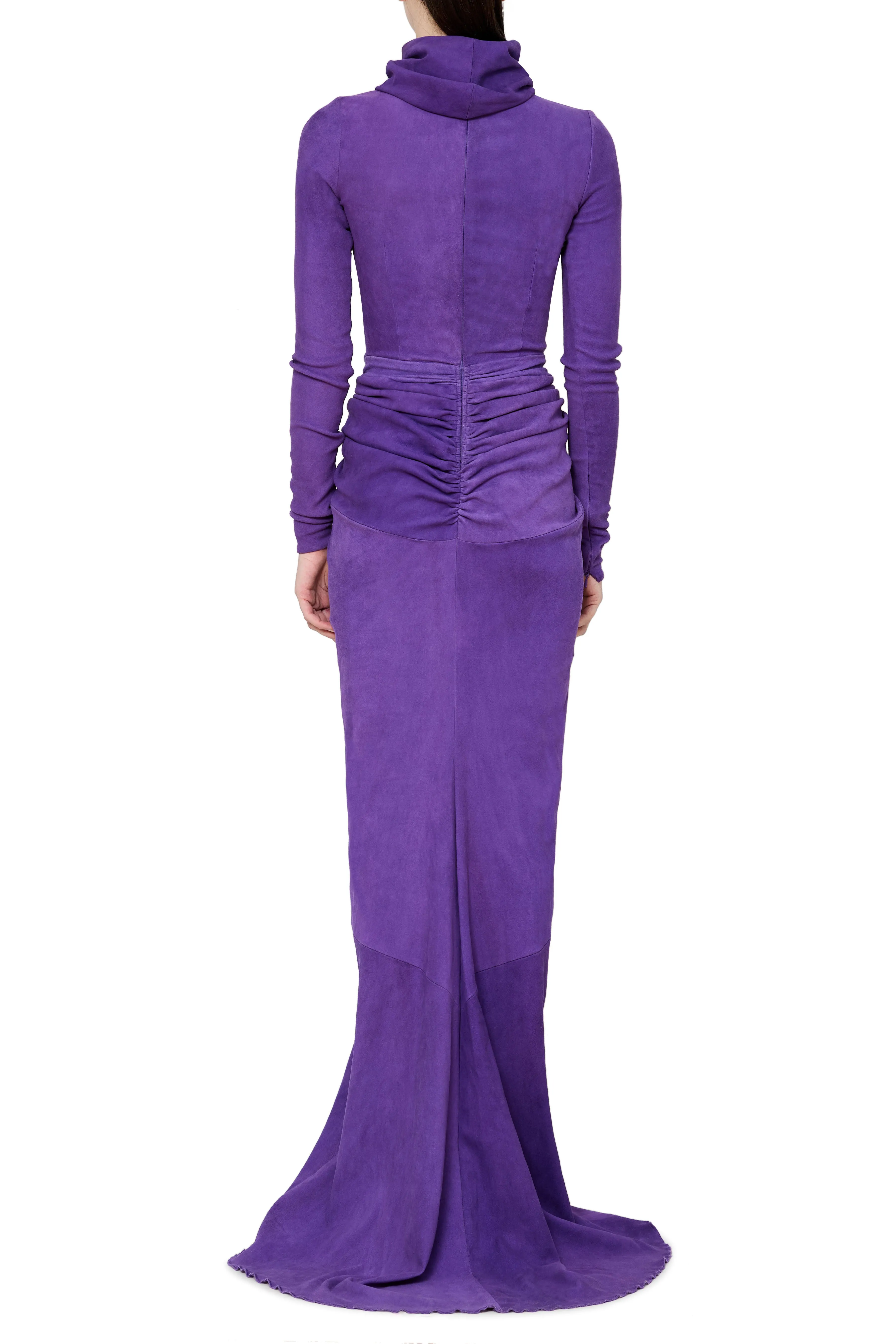 Long Sleeve Suede Keyhole Gown