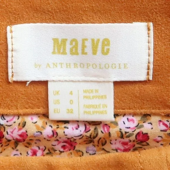 Maeve by Anthropologie Cosima Flounced High Low Skirt Brushed Faux Suede Sz 0