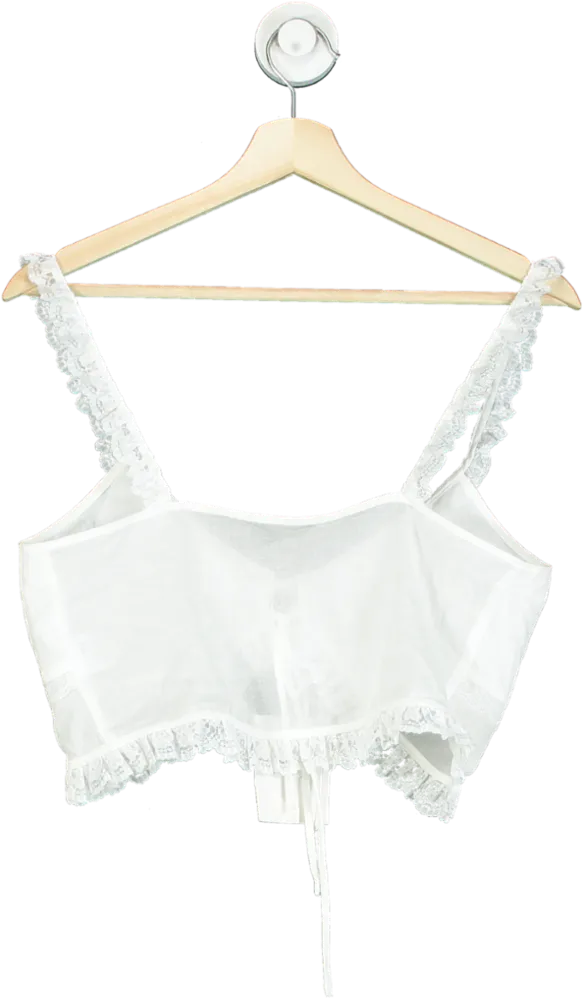 Majorelle White Lace-Trimmed Crop Top UK S