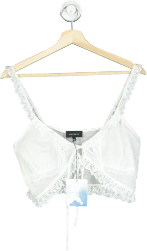 Majorelle White Lace-Trimmed Crop Top UK S