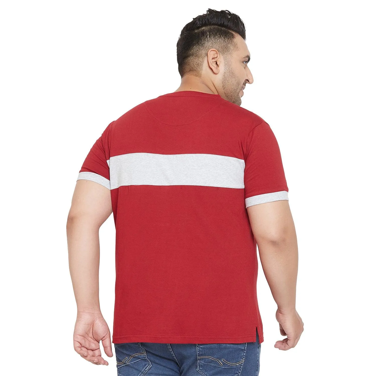 Men Plus Size Ramp Colorblock Round Neck Tshirt