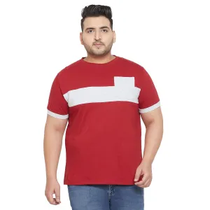 Men Plus Size Ramp Colorblock Round Neck Tshirt
