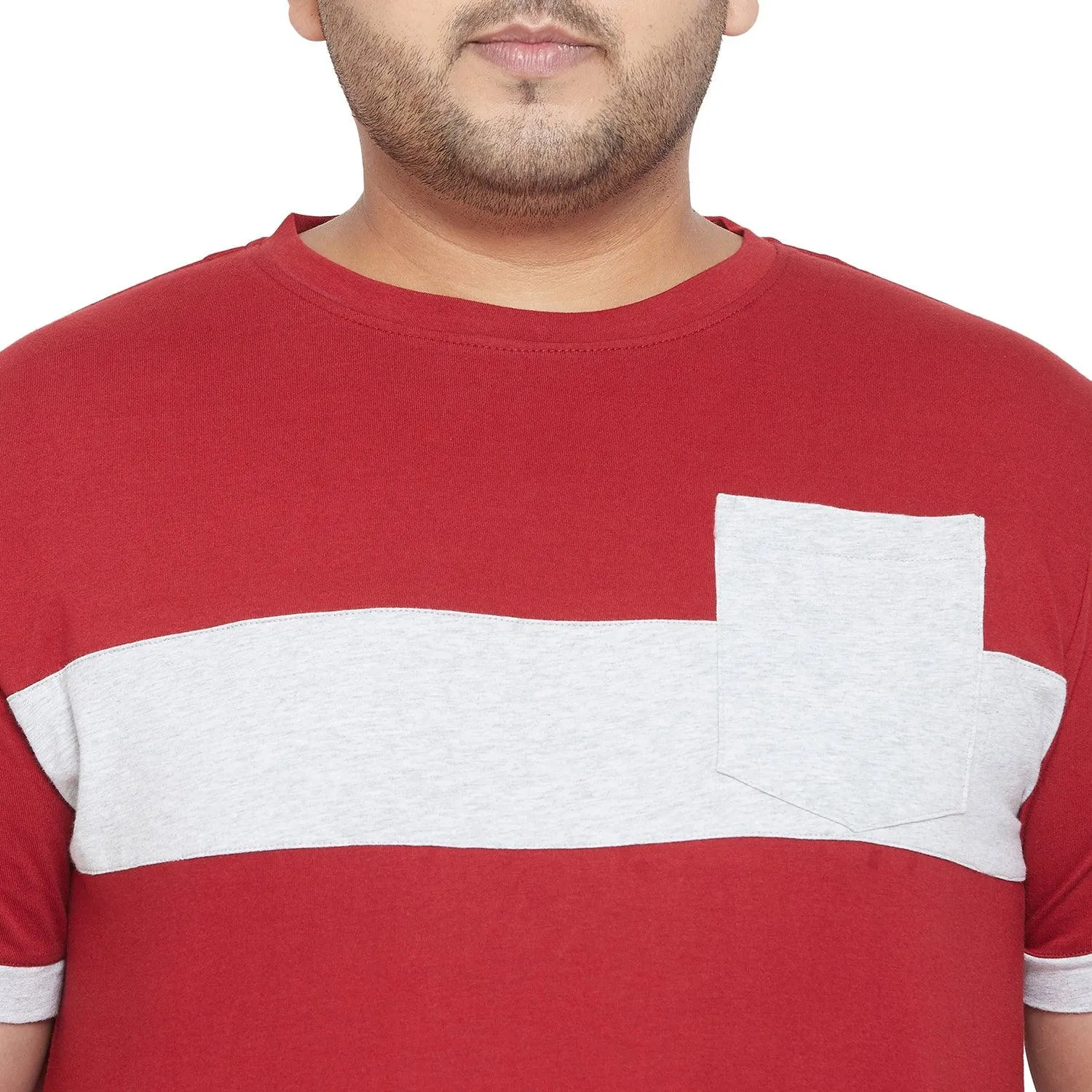 Men Plus Size Ramp Colorblock Round Neck Tshirt