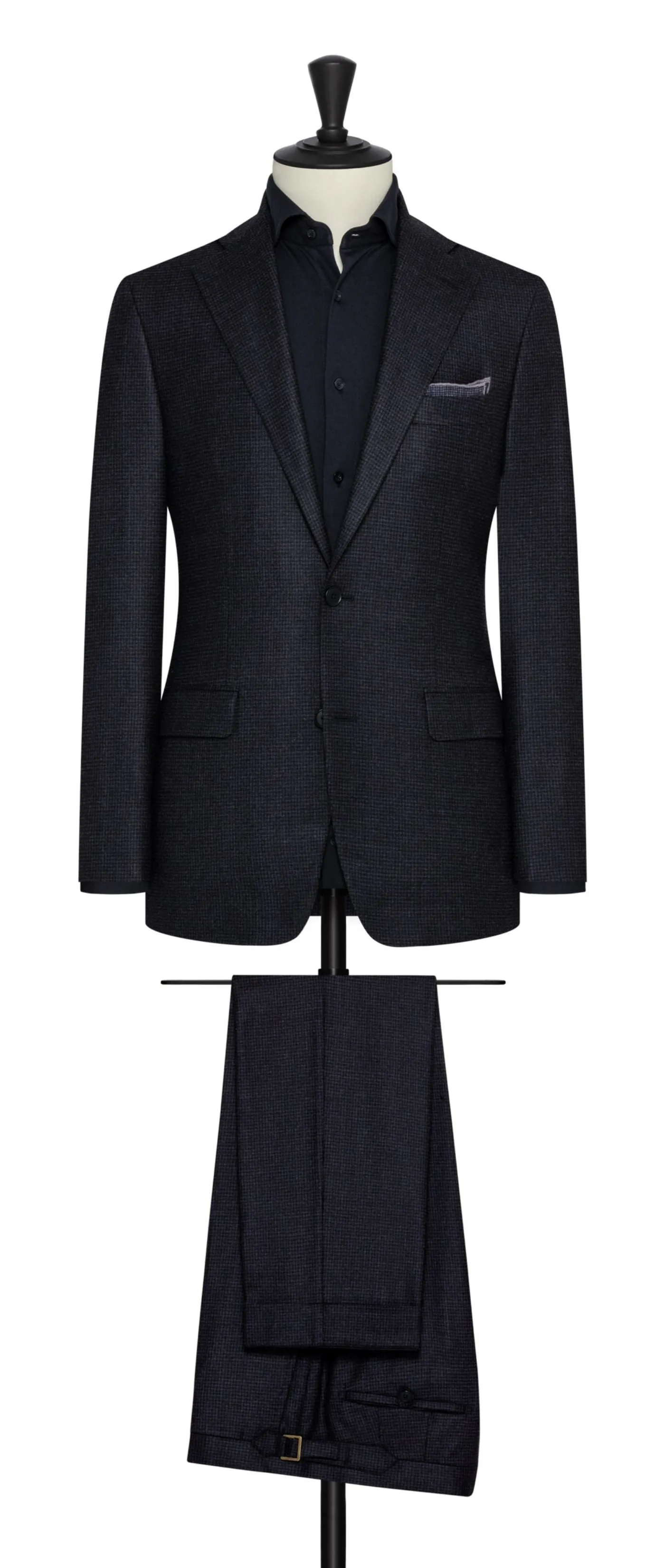 Milior Blue & Black Stretch Wool Vichy Check