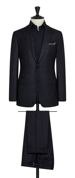 Milior Blue & Black Stretch Wool Vichy Check