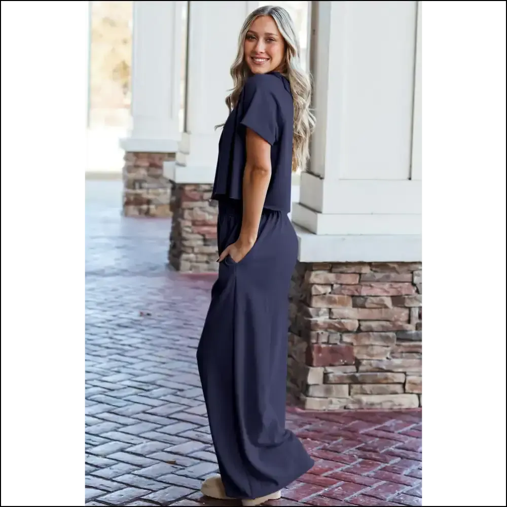 Navy Blue Raw Hem Pants Set: so Comfy It's Almost Illegal 👖😂