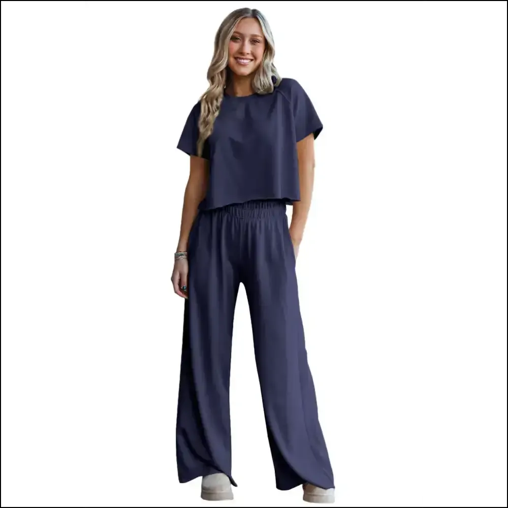 Navy Blue Raw Hem Pants Set: so Comfy It's Almost Illegal 👖😂