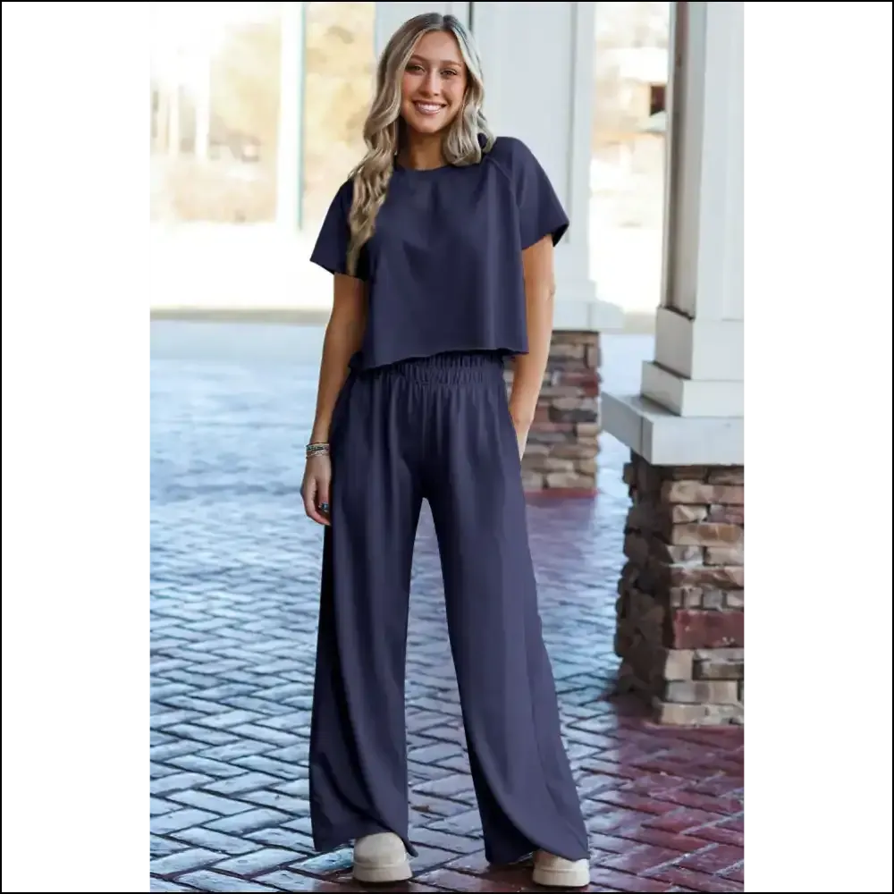 Navy Blue Raw Hem Pants Set: so Comfy It's Almost Illegal 👖😂
