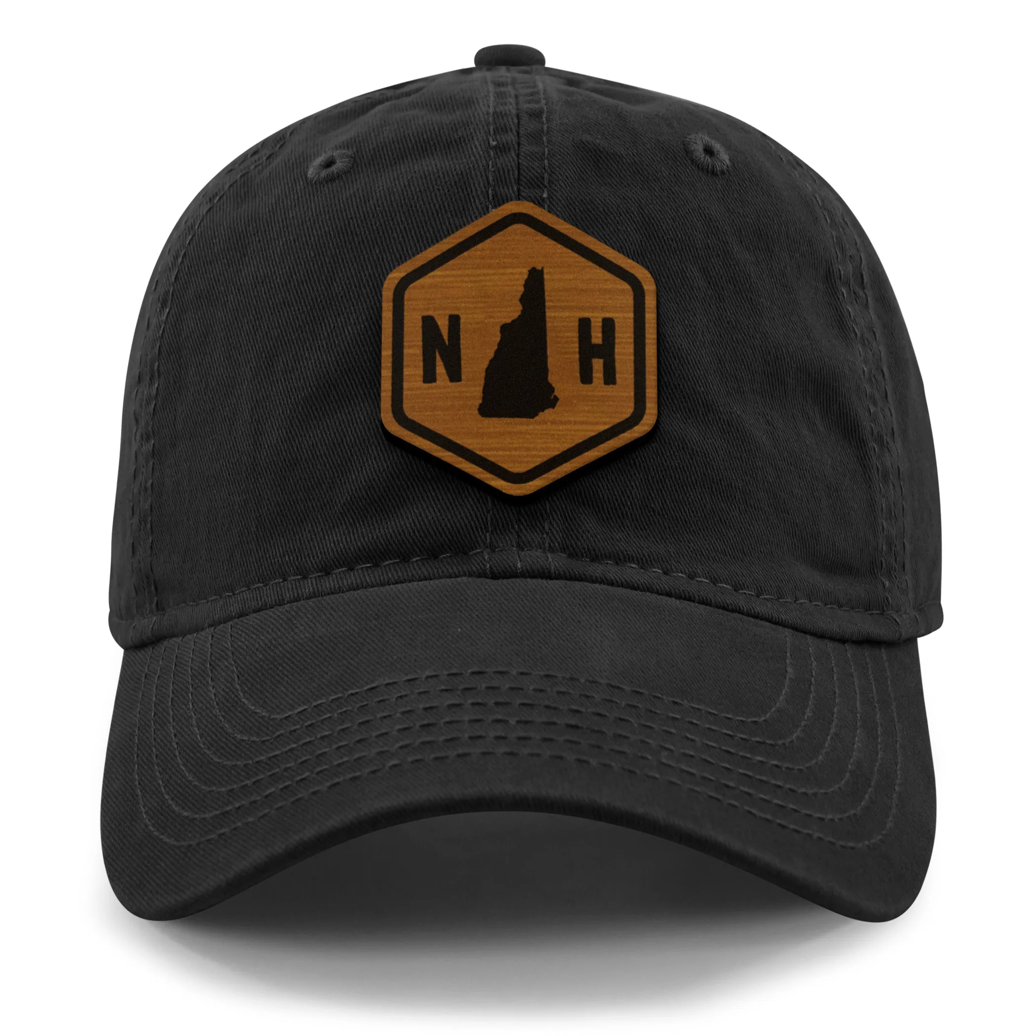 New Hampshire State Sign Wood Grain Patch Dad Hat
